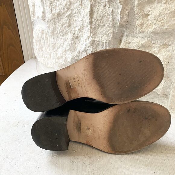 J.Crew Stacked Heel Ankle Boots Leather Black Side Zip Size 7.5 BJ869 - Picture 8 of 8